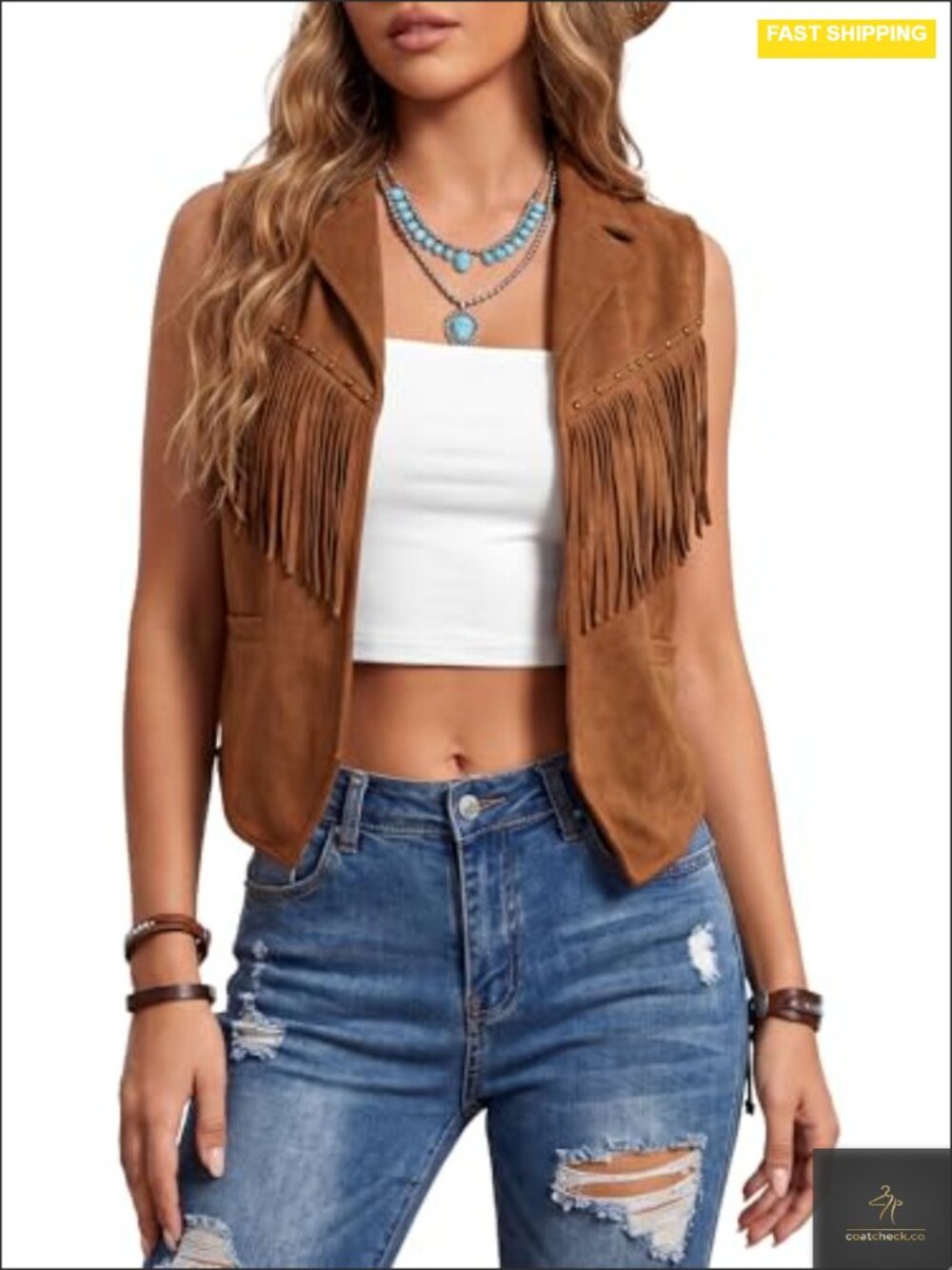 Women's Faux Suede Tassel Vest 70s Hippie Fringe Jacket Western Cowgirl Cardigan